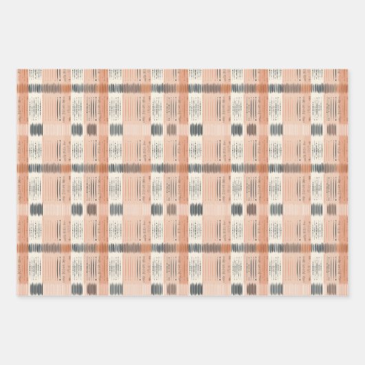 Boho ethnische Marine rostige Terrakotta-Streifen Geschenkpapier Set (Vorderseite)