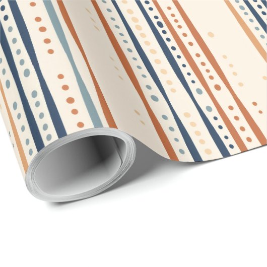 Boho ethnische Marine verbrannte orange-braune Far Geschenkpapier (Rolleneckpunkt)