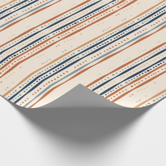 Boho ethnische Marine verbrannte orange-braune Far Geschenkpapier (Ecke)