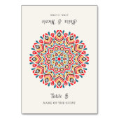 Boho-Ethno-Blumen-Mandala-Hochzeitsplatzkarte Tischnummer (Vorderseite)