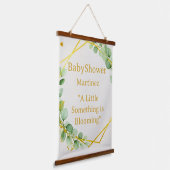 Boho Eucalyptus and Gold Baby Shower Backdrop Tape Wandteppich Mit Holzrahmen (Gewinkelt)