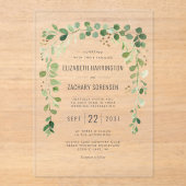 Boho Eucalyptus Arch Wedding Acryleinladungen (Vorderseite)