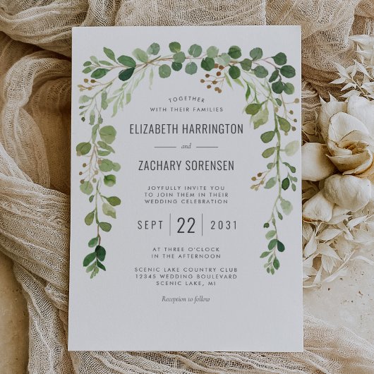 Boho Eucalyptus Arch Wedding Einladung