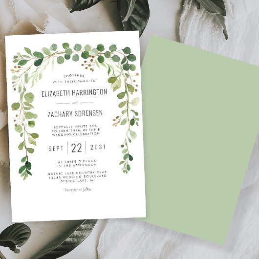 Boho Eucalyptus Arch Wedding Einladung