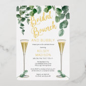 Boho Eucalyptus Champagne Bridal Brunch und Bubbly Folieneinladung (Vorderseite)