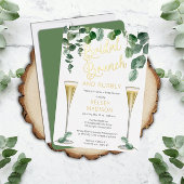 Boho Eucalyptus Champagne Bridal Brunch und Bubbly Folieneinladung