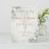 Boho Eucalyptus & Cotton Wedding Invitation Einladung (Stehend Vorderseite)