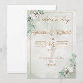 Boho Eucalyptus & Cotton Wedding Invitation Einladung (Vorne/Hinten)