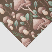 Boho Eucalyptus Forest Mushrooms Dark Brown Seidenpapier (Detail)