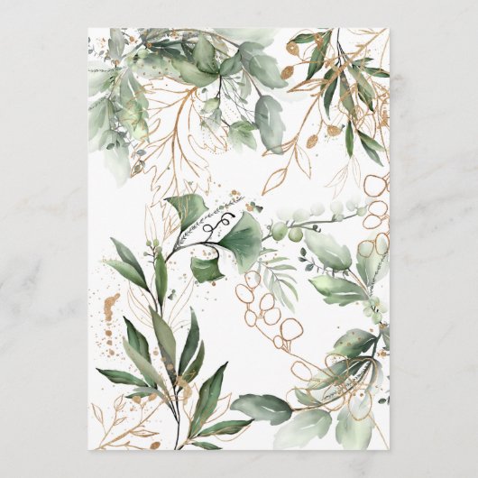 Boho Eucalyptus Gold Circles Brautparty Einladung (Rückseite)