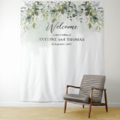 Boho eucalyptus gold Foto Hochzeitstorte Wandteppich (Beispiel)