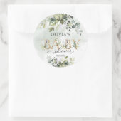 Boho eucalyptus gold letters Baby Shockaufkleber Runder Aufkleber (Tasche)