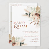 Boho Eucalyptus Green Blume Pampas Wedding Einladung (Vorne/Hinten)