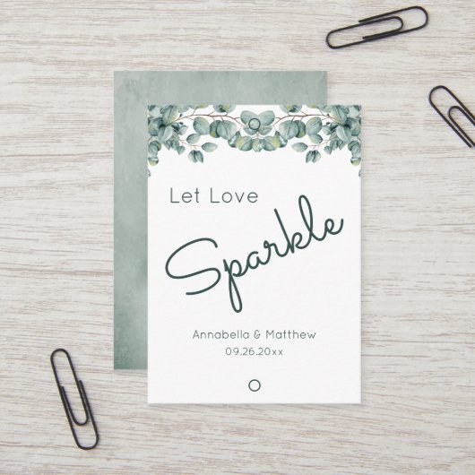 Boho Eucalyptus Lasse Liebe Sparkle Wedding Sparkl Visitenkarte (Vorderseite/Rückseite Beispiel)