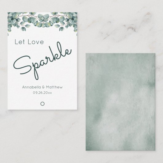 Boho Eucalyptus Lasse Liebe Sparkle Wedding Sparkl Visitenkarte (Vorne/Hinten)