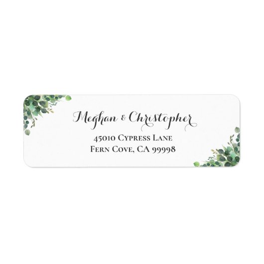 Boho Eucalyptus Leaf Wedding Return Address Label (Vorne)