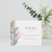 Boho Eucalyptus Natural Pampas Grass Wedding RSVP (Stehend Vorderseite)
