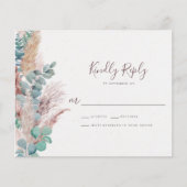 Boho Eucalyptus Natural Pampas Grass Wedding RSVP (Vorderseite)