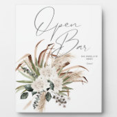 Boho Eucalyptus Pampas & Floral Open Bar Sign 2 Fotoplatte (Vorderseite)