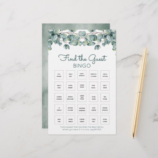 Boho Eucalyptus Verlasse Baby Showdusche Bingo Gam (Vorderseite/Rückseite Beispiel)