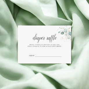 Boho Eucalyptus Verlasse Baby Shower Diaper Raffle Begleitkarte