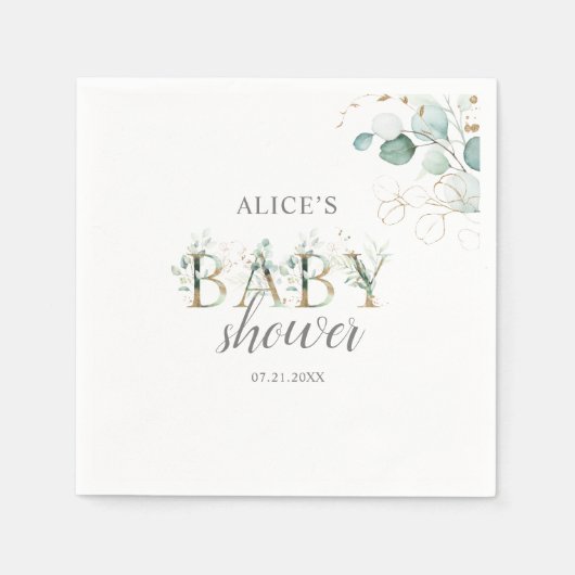 Boho Eucalyptus Verlasse Babydusche Serviette (Vorderseite)