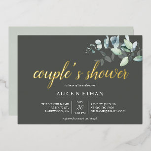 Boho Eucalyptus Verlasst Paare Dusche Foil Invitat Folieneinladung