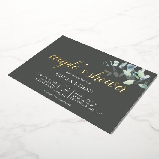 Boho Eucalyptus Verlasst Paare Dusche Foil Invitat Folieneinladung (Gedreht)