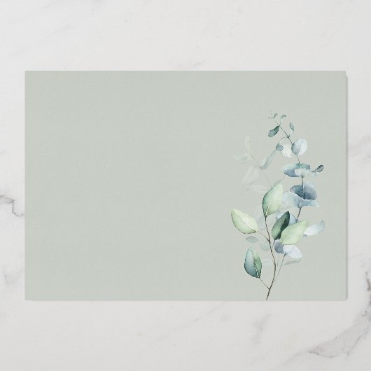 Boho Eucalyptus Verlasst Paare Dusche Foil Invitat Folieneinladung (Rückseite)