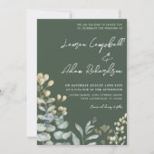 Boho Eucalyputus Dark Green Botanical Wedding Einladung (Vorderseite)