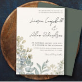 Boho Eucalyputus Sage & Beige Wedding Einladung