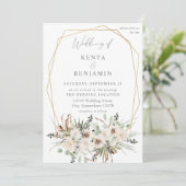 Boho Eukalyptus & Beige Floral 2 Wedding Einladung (Stehend Vorderseite)
