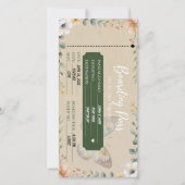 Boho-Eukalyptus-Blumen-Boarding-Pass-Hochzeits-Ein Save The Date (Vorderseite)