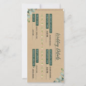 Boho-Eukalyptus-Blumen-Boarding-Pass-Hochzeits-Ein Save The Date (Rückseite)