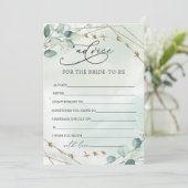 Boho Eukalyptus Greenerage Foliage Imitate Gold Fr Hinweiskarte (Stehend Vorderseite)