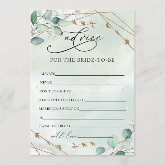 Boho Eukalyptus Greenerage Foliage Imitate Gold Fr Hinweiskarte (Vorderseite)