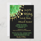 Boho Eukalyptus Greenery Black & Gold Wedding Einladung (Vorderseite)