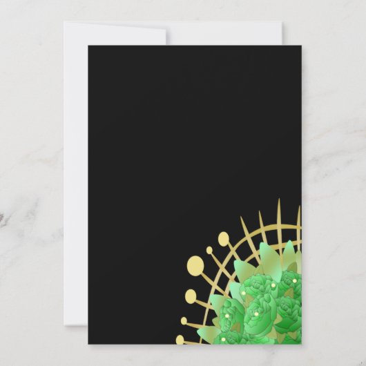 Boho Eukalyptus Greenery Black & Gold Wedding Einladung (Rückseite)