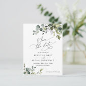 Boho Eukalyptus Greenery Wedding Save the Date Postkarte (Stehend Vorderseite)