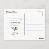 Boho Eukalyptus Greenery Wedding Save the Date Postkarte (Rückseite)