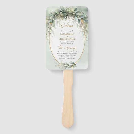 Boho Eukalyptus gründet Zweige Gold-Programm Fächer (Vorderseite)