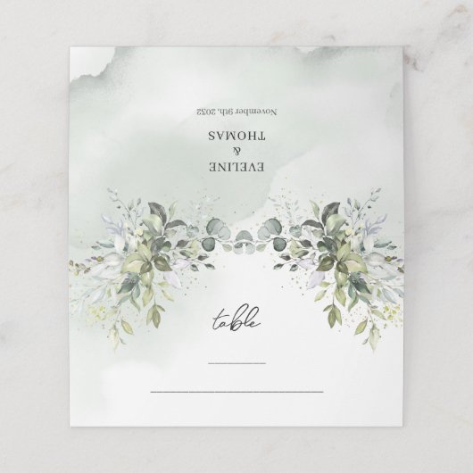 Boho Eukalyptus-Grünflächen zweigt Gold-Platzkarte Platzkarte (Außenseite Aufgefaltet)