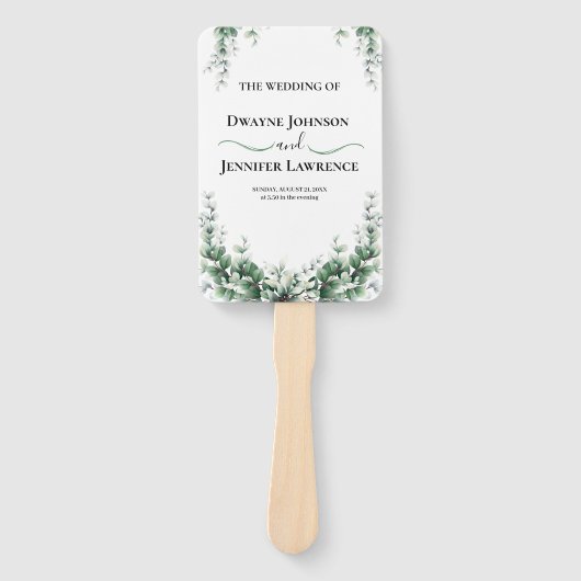 Boho-Eukalyptus-Grünzeug Sommerhochzeit Fächer (Vorderseite)