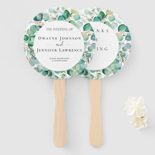 Boho-Eukalyptus-Grünzeug Sommerhochzeit Fächer (Vorne und Hinten)