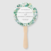 Boho-Eukalyptus-Grünzeug Sommerhochzeit Fächer (Vorderseite)