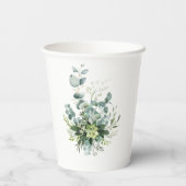 Boho-Eukalyptus-Grünzeug Sommerhochzeit Pappbecher (Rückseite)