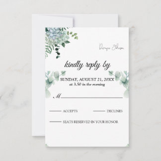 Boho-Eukalyptus-Grünzeug Sommerhochzeit RSVP Karte