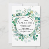 Boho-Eukalyptus-Grünzeug Sommerhochzeit Save The Date (Vorderseite)