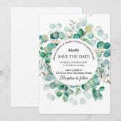 Boho-Eukalyptus-Grünzeug Sommerhochzeit Save The Date (Vorne/Hinten)