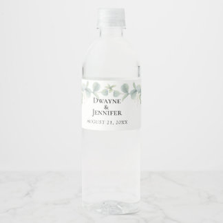 Boho-Eukalyptus-Grünzeug Sommerhochzeit Wasserflaschenetikett